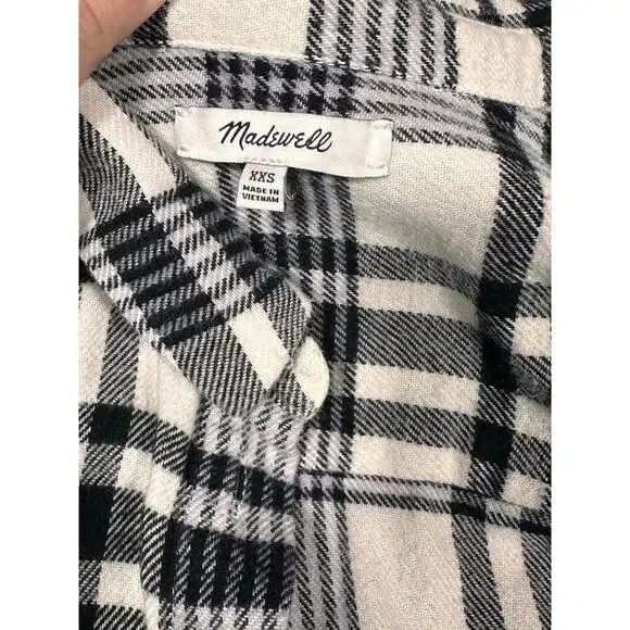 Madewell Black White Plaid Flannel Shirt XXS - Picture 5 of 5